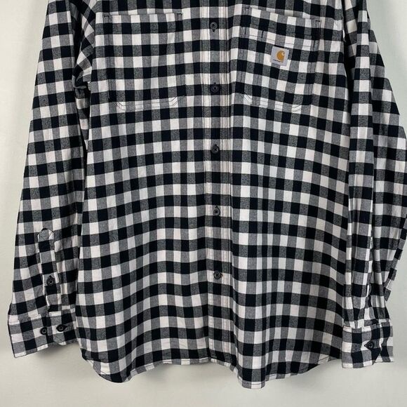 Carhartt Rugged Flex Relaxed Fit Flannel Button Down Shirt Gingham Plaid Sz XL - Picture 4 of 12